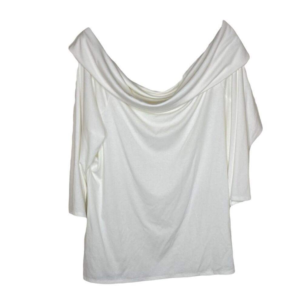 Unique Vintage Fold Over White Off Shoulder Top Blouse Women's Plus Size 4X New‎